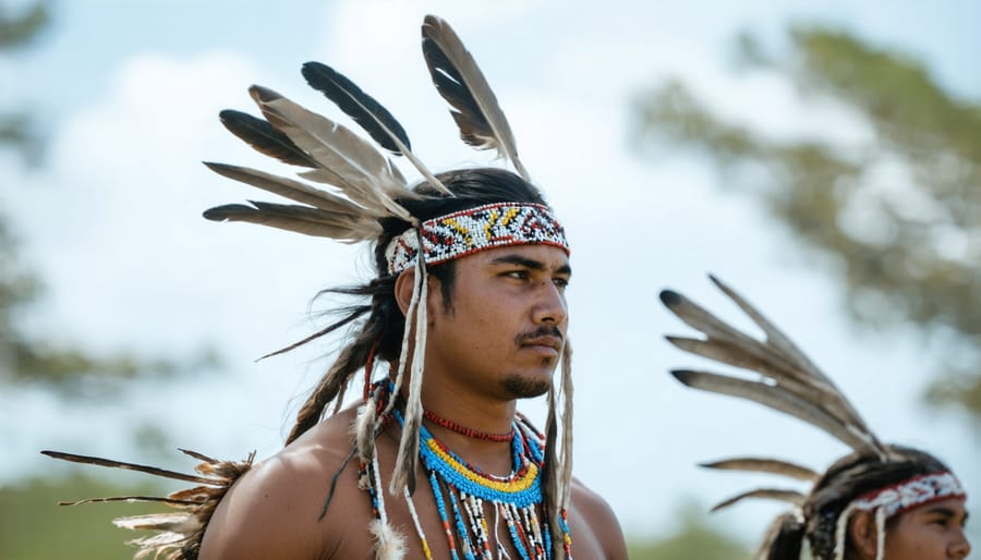 Indigenous elder teaching financial literacy workshop to community members in cultural center